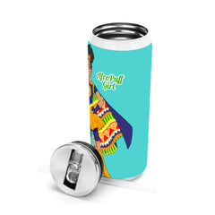 Afro Puff Girl 17oz Stainless Steel Cola Can Shaped Tumbler