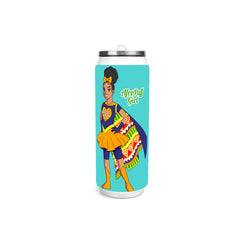 Afro Puff Girl 17oz Stainless Steel Cola Can Shaped Tumbler
