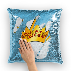 Educated Queen Crown Sequin Cushion