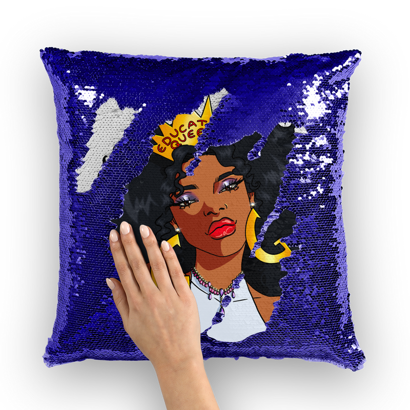 Educated Queen Sequin Cushion
