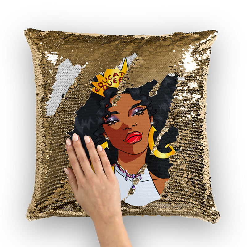 Educated Queen Sequin Cushion