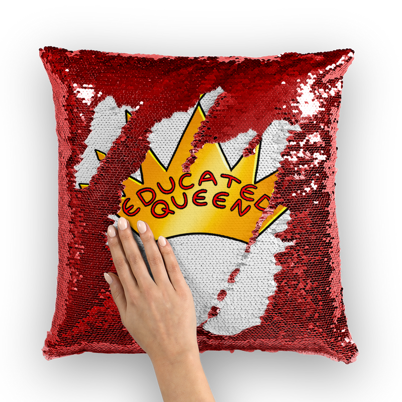Educated Queen Crown Sequin Cushion