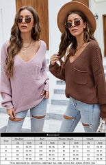 Women's V-Neck Pocket Sweater