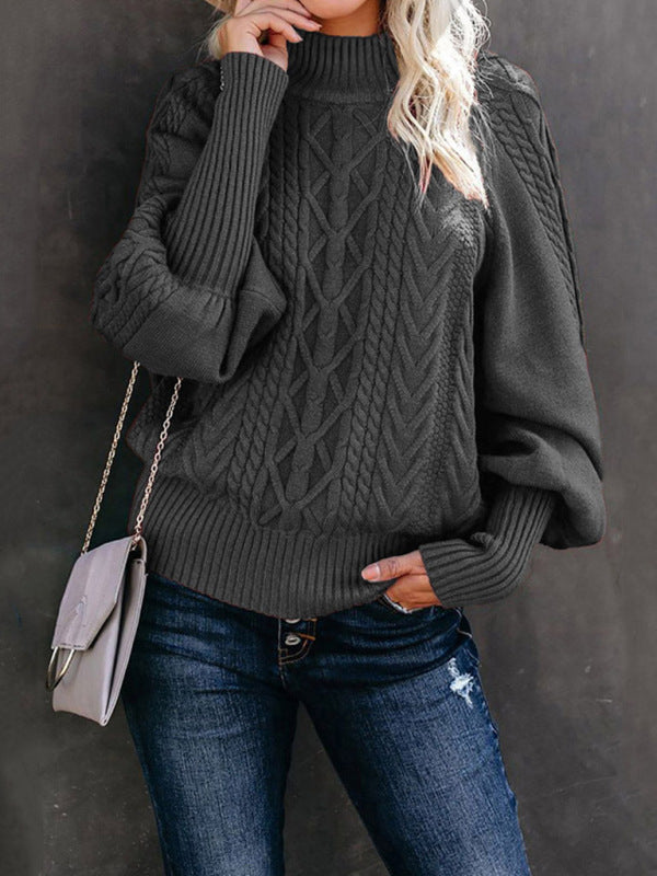 Ladies Loose Long Sleeve Twist Sweater