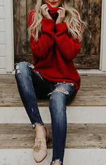 Women's Thick Thread High Neck Pullover