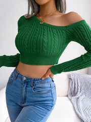Women's Twist Off Shoulder Cropped Sweater