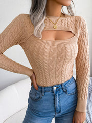 Women's Cutout Twist Long Sleeve Sweater