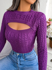Women's Cutout Twist Long Sleeve Sweater