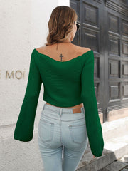 Women's Flared Sleeve Crop Sweater
